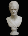 photo with black background of plaster cast bust of Alexander Hamilton