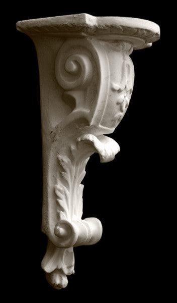 Photo of plaster sculptural ornament from the Renaissance on a black background