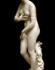 photo of plaster cast sculpture of Venus standing nude with two putti riding a dolphin at her feet