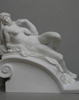 photo of plaster cast of reclining female nude with a gray background