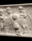 photo of plaster cast relief sculpture of several putti around a goat celebrating the god Bacchus